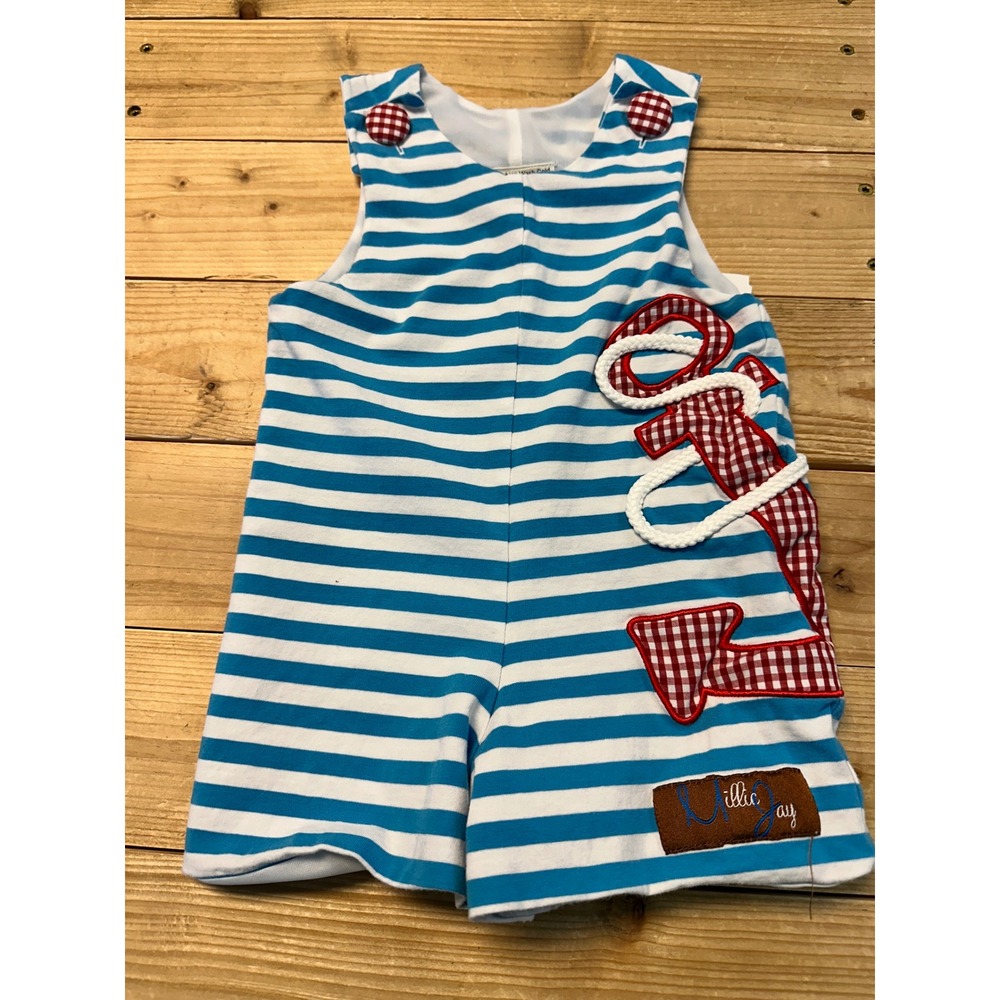 Baby Nautical Anchor Striped Romper Outfit Size 3 Months Boutique‎